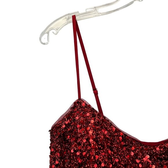 Alyce Paris 3116 A-Line Spaghetti Strap Sequin Short Dress Red Size 12 New - Picture 4 of 11